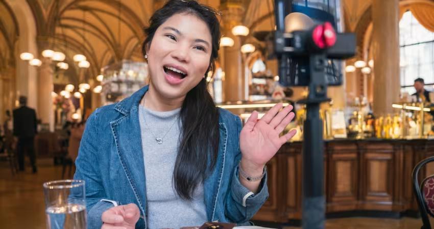 Travel Influencer making a video